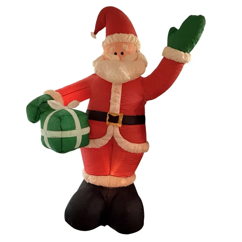 Gemmy Airblown 8 Ft Santa With Present Inflatable Lights Up w/ Box Tested